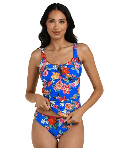 La Blanca Women's Modern Oasis Scoop Neck Tankini Top In Blue