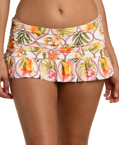 La Blanca Palm Ruffle Skirted Bikini Bottoms In Multi
