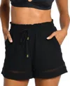 La Blanca Beach Cotton Cover-up Shorts In Black