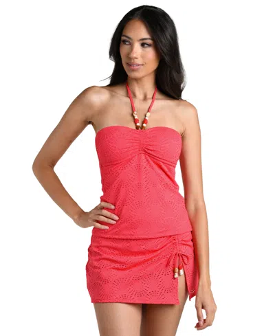 La Blanca Women's Shellbound Bandeau Neck Tankini Top In Guava
