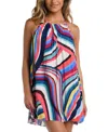 LA BLANCA WOMEN'S SLICE PLEATED TRAPEZE BEACH DRESS COVER-UP