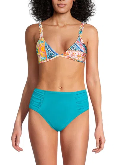 La Blanca Women's Soleil Graphic Bikini Top In Blue Multi