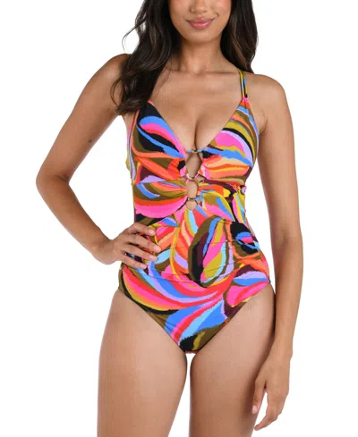 La Blanca Women's Tropic Waves Lace-up One-piece Swimsuit In Multi