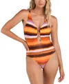 La Blanca Sunset Plunge One-piece Swimsuit In Sunset Stripe