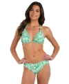 La Blanca Womens Batiki Halter Bikini Top Batiki Shirred Side Hipster Bikini Bottoms In Green
