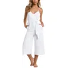 La Blanca Seaside V-neck Gauze Cropped Jumpsuit In White