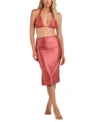 La Blanca Shirred Skirt With Side Slits In Sienna Shine