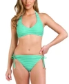 La Blanca Womens Fluid Lines Halter Bikini Top Bottoms In Seafoam