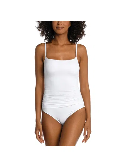 La Blanca Womens Gathered Square Neck One-piece Swimsuit In White