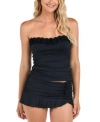 La Blanca Island Goddess Ruffle Tankini Top In Black