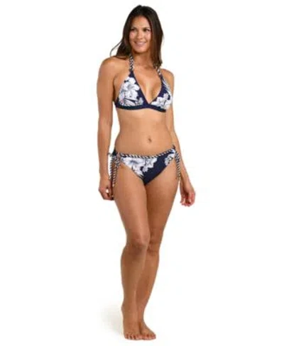 La Blanca Womens Mariner Blooms Halter Bikini Top With Rope Detail Hipster Bottoms In Multi