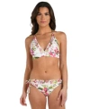La Blanca Womens Polynesian Soft Band Halter Bikini Top Polynesian Shirred Band Hipster Bottoms In Multi