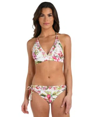 La Blanca Womens Polynesian Soft Band Halter Bikini Top Polynesian Shirred Band Hipster Bottoms In Multi