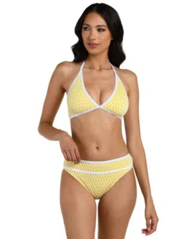 La Blanca Womens Prep Paddle Banded Halter Bikini Top Hipster Bottoms In Multi