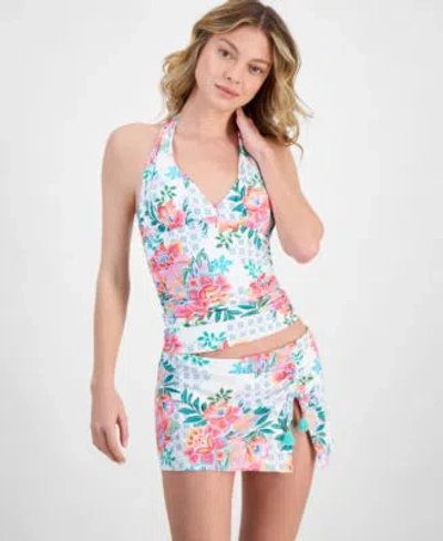 La Blanca Womens Rivera Resort Halter Goddess Tankini Exclusively At Macys Rivera Resort Printed Swim Skirt In White