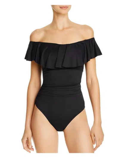 La Blanca Womens Ruffled Cap Sleeve One-piece Swimsuit In Black