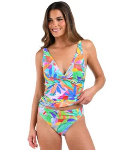 La Blanca Womens Tropi Flage Tankini Top Hipster Bottoms In Multi