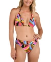 La Blanca Womens Tropic Waves Halter Bikini Top Shirred Band Hipster Bikini Bottoms In Multi