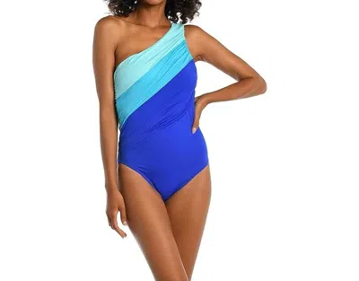 La Blanca Womens Tummy Control Single Shoulder One Piece Swimsuit In Blue