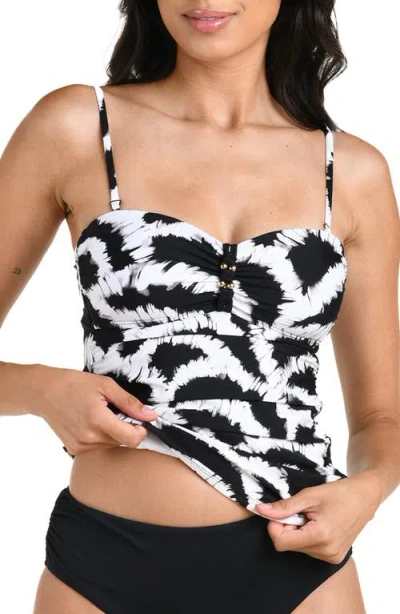 La Blanca Woven Shadows Bandeau One-piece Swimsuit In Black