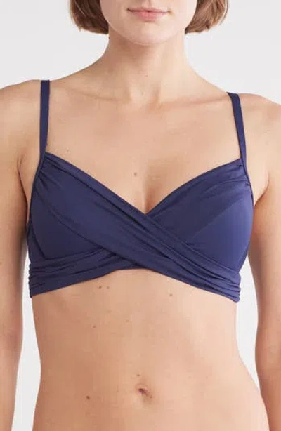 La Blanca Wrap Bra Top In Indigo