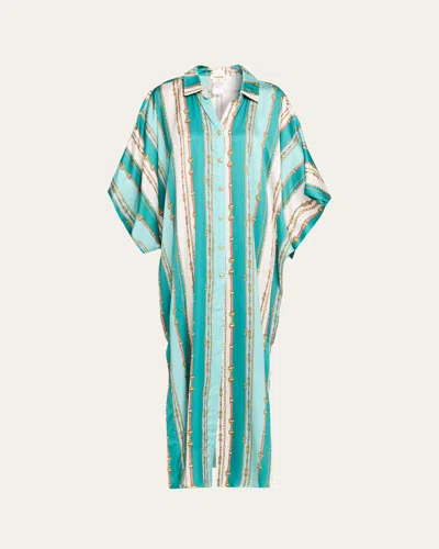 La Blanca Wrena Belt Striped Maxi Shirtdress Coverup In Multi