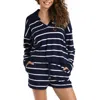 La Blanca Striped Open-collar Sweater In Purple