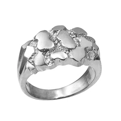 Pre-owned La Blingz 10k White Gold Mens Nugget Ring