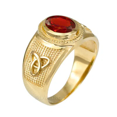 Pre-owned La Blingz 10k Yellow Gold Celtic Trinity Birthstone Cz Ring