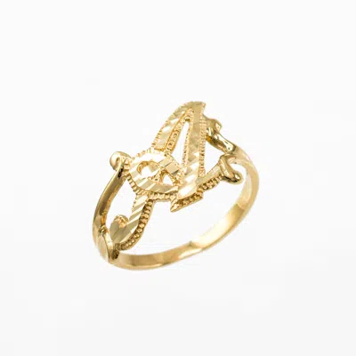 Pre-owned La Blingz 10k Yellow Gold Sparkle-cut Letter Initial Script Ring