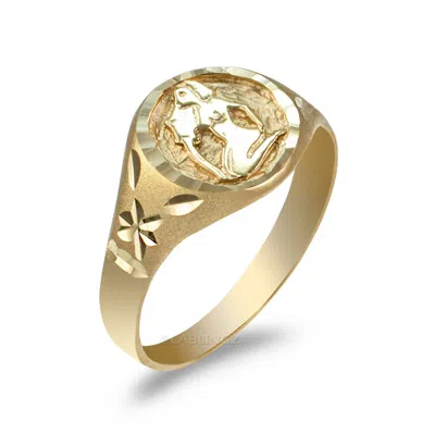 Pre-owned La Blingz 10k Yellow Gold Zodiac Sign Ladies Ring