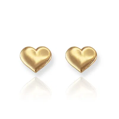Pre-owned La Blingz 14k Yellow Gold Heart Stud Earrings
