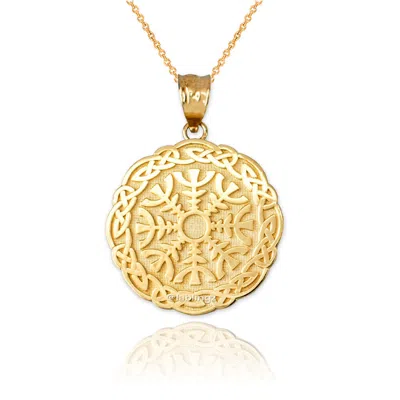 Pre-owned La Blingz 14k Yellow Gold Viking Compass Pendant Necklace