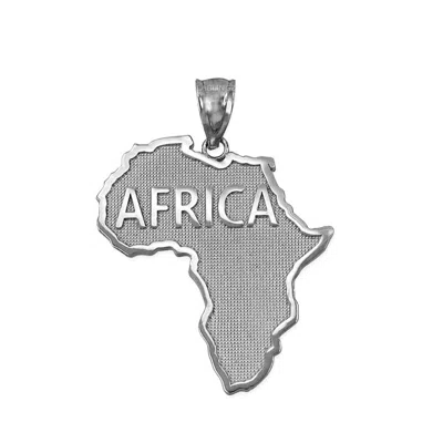 Pre-owned La Blingz Africa Map White Gold Pendant Necklace