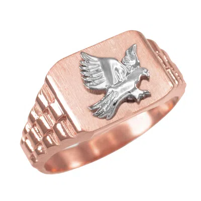 Pre-owned La Blingz Gold American Eagle Mens Ring In Rose Gold