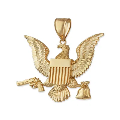Pre-owned La Blingz Gold Eagle Gun Money Bag Midsize Dc Hip-hop Pendant In Yellow Gold