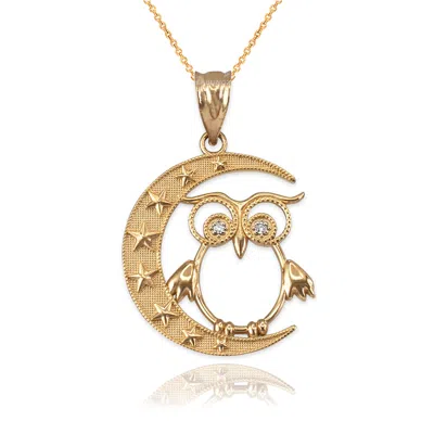 Pre-owned La Blingz Gold Night Owl Diamond Pendant Necklace In Yellow Gold