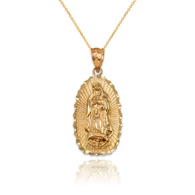 Pre-owned La Blingz Gold Virgin Mary Our Lady Of Guadalupe Dc Pendant Necklace In Yellow Gold
