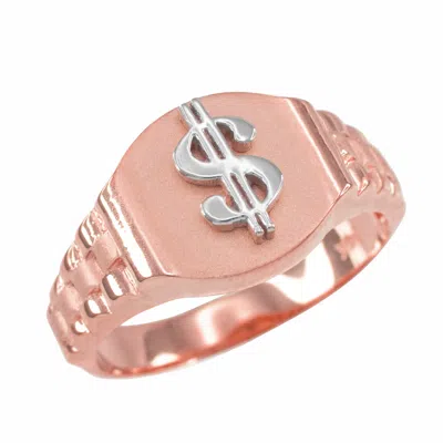 Pre-owned La Blingz Mens Gold Dollar Sign Cash Money Ring In Rose Gold