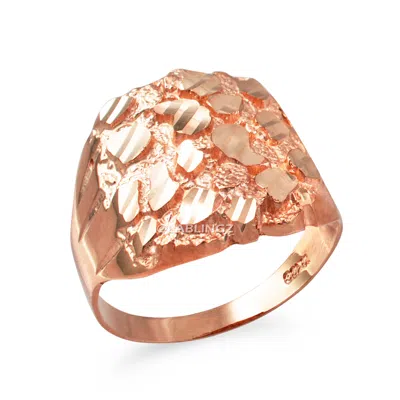 Pre-owned La Blingz Rose Gold Sparkle Cut Nugget Ring In Yellow