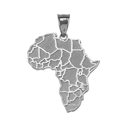 Pre-owned La Blingz White Gold Africa Country Map Pendant Necklace