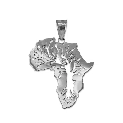 Pre-owned La Blingz White Gold Africa Tree Of Life Pendant Necklace