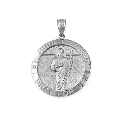 Pre-owned La Blingz White Gold St. Jude Thaddeus Pendant Necklace