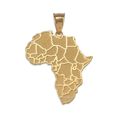 Pre-owned La Blingz Yellow Gold Africa Country Map Pendant Necklace