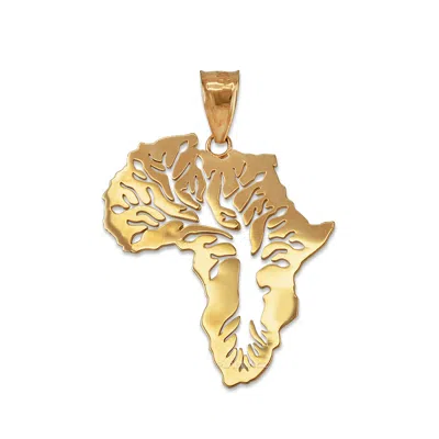 Pre-owned La Blingz Yellow Gold Africa Tree Of Life Pendant Necklace