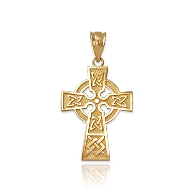 Pre-owned La Blingz Yellow Gold Celtic Cross Charm Necklace In Pendant