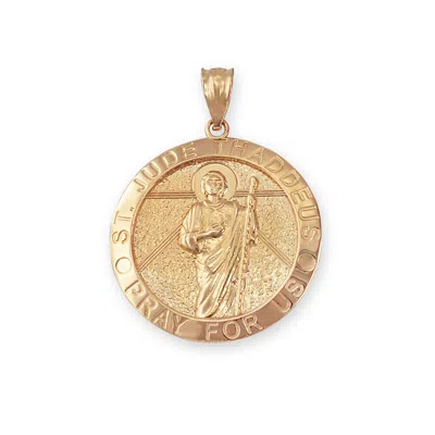 Pre-owned La Blingz Yellow Gold St. Jude Thaddeus Pendant Necklace