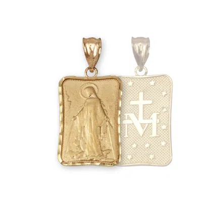 Pre-owned La Blingz Yellow Gold Virgin Mary Miraculous Satin Dc Pendant Necklace
