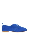 La Bottega Dell'artigiano Woman Lace-up Shoes Bright Blue Size 8 Leather