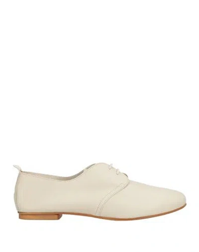 La Bottega Dell'artigiano Woman Lace-up Shoes Light Grey Size 6 Leather